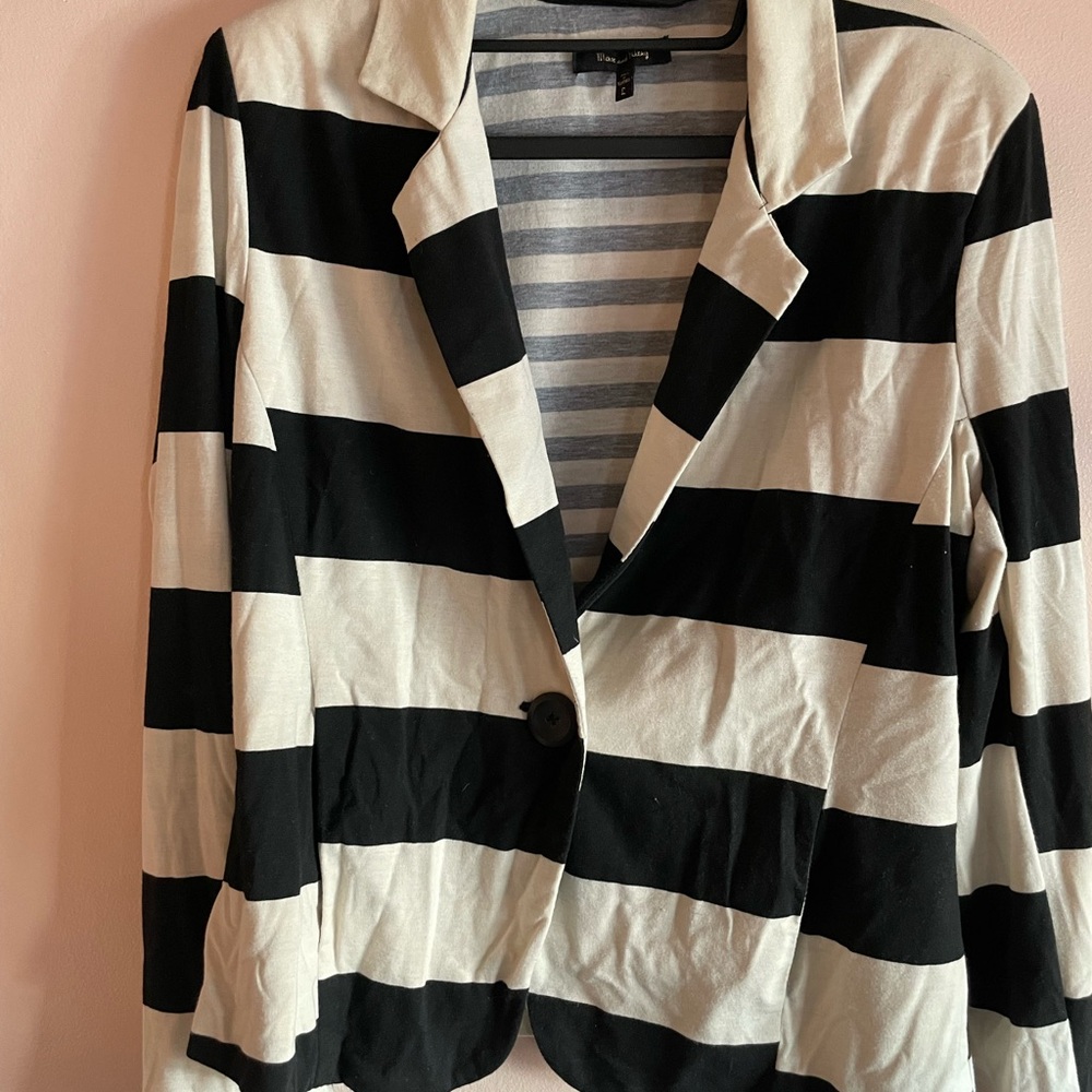 H&M Black and Cream Striped Blazer